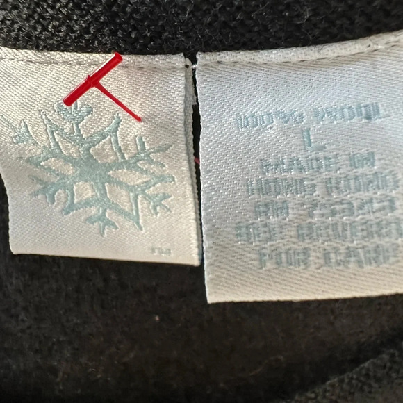 100% Wool Black Snowy Branch Cardigan size Large NWOT - Picture 3 of 3